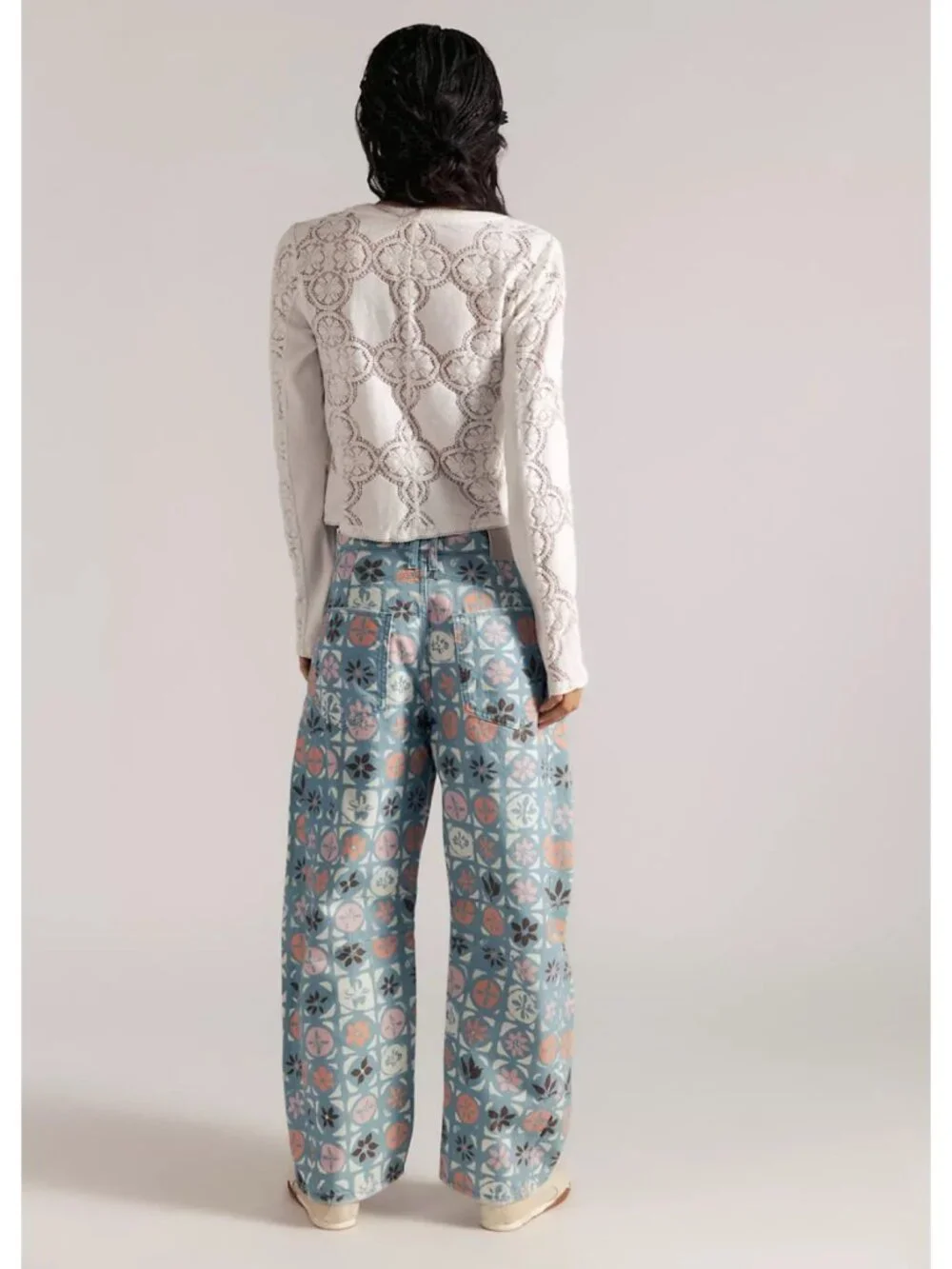 NWT Free People Good Luck Printed Barrel Jeans 27